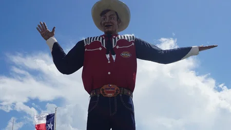 Big Tex is the 55-foot cowboy who greets everyone at the State Fair of Texas. He wasn't always a cow