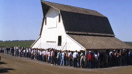 Herman Ostry's barn kept flooding. He joked he could carry it up the hill himself, with enough peopl