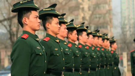 Chinese Paramilitary Police Learn Their Perfect Posture with Pins in Collar