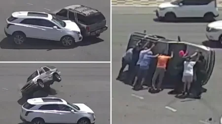 When a gray SUV was T-boned and flipped onto its side at a busy Daytona Beach intersection in March