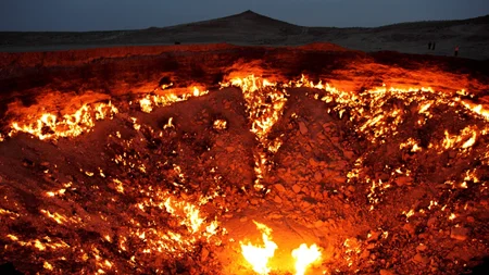 Soviet scientists drilling for natural gas in Turkmenistan accidentally collapsed a cavern in 1971. 