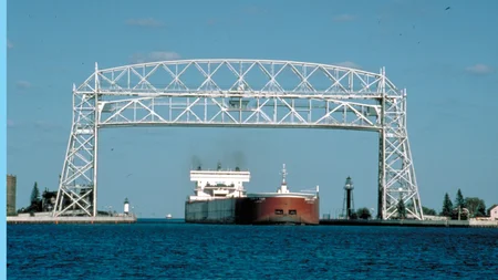 Duluth's Aerial Lift Bridge doesn't tilt or swing. Its whole 386-foot span shoots 126 feet straight
