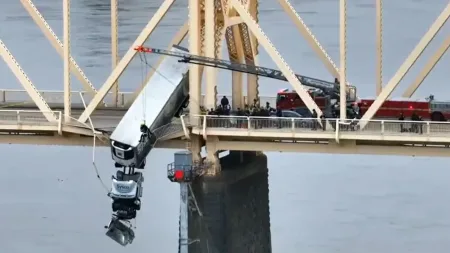 Firefighter Rappelled Off a Bridge to Save a Trucker Dangling 100 Feet Over the Ohio River