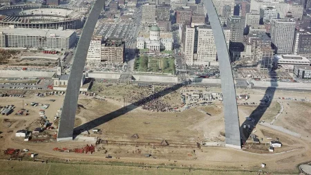 The Gateway Arch was built as two separate legs measured to meet precisely at the top. On October 28