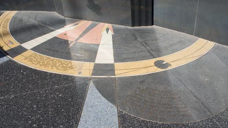 The floor of Hoover Dam's monument plaza is a celestial map. Sculptor Oskar J.W. Hansen embedded 209
