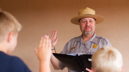 A Junior Ranger badge cannot be bought. Kids have to earn it. They finish an activity book about the