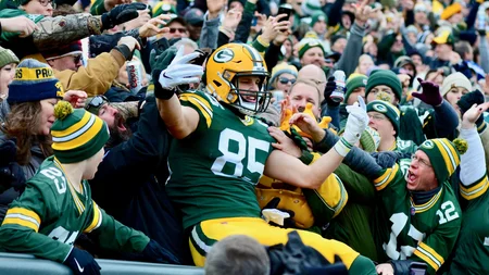 The Lambeau Leap is Green Bay's touchdown ritual: score, then dive into the stands. It began by acci