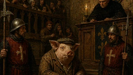 Medieval courts put animals on trial for real. A sow in Falaise, France was dressed in a jacket and 