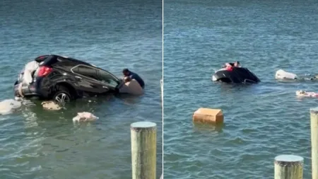 Navy Rescue Swimmer Saves Woman from Sinking SUV