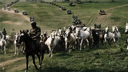 American cavalry soldiers teamed up with German troops who had just surrendered to them. Together th