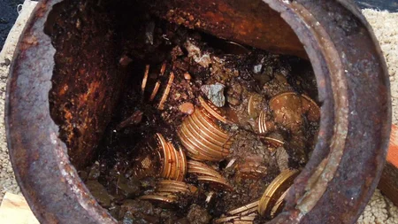 A California couple were walking their dog in February 2013 when the woman spotted a rusty tin can s