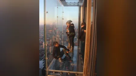 Sears Tower's Ledge lets tourists step onto glass floors 1,353 feet above Chicago's sidewalks. Each 