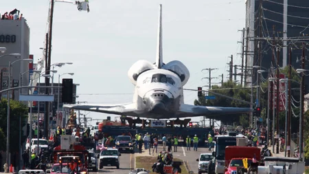 The Space Shuttle Endeavour crawled through a Los Angeles neighborhood like a beached spaceship in 2