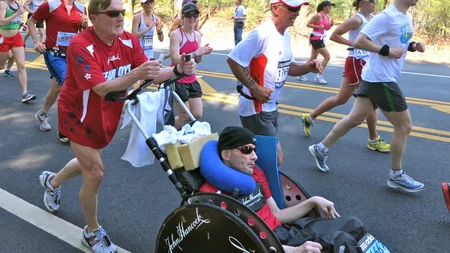 Rick Hoyt had cerebral palsy, unable to speak or move. Doctors said he belonged in an institution. H