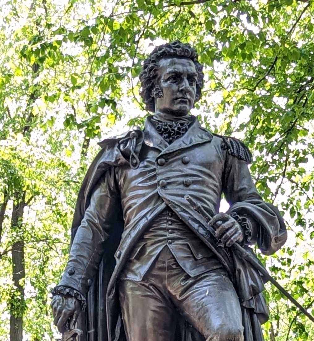 Statue of Colonel John Glover on the Commonwealth Avenue Mall in Boston, commander of the Marblehead fishermen regiment that rowed the Continental Army across the East River