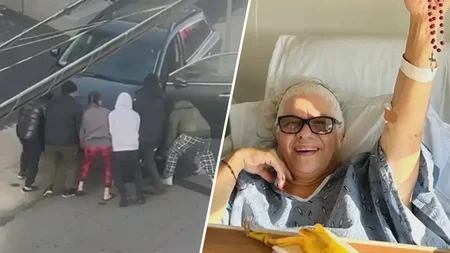 A 73-year-old flower delivery woman in Lawrence, Massachusetts was pinned under a 4,000-pound car wh